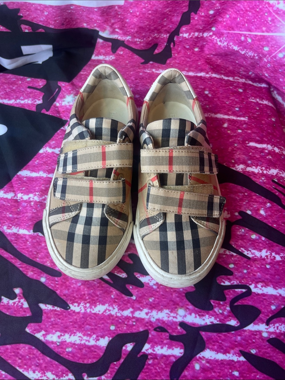 Burberry Beige and Black Sneakers Size 29
